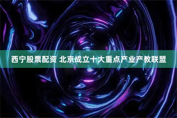 西宁股票配资 北京成立十大重点产业产教联盟